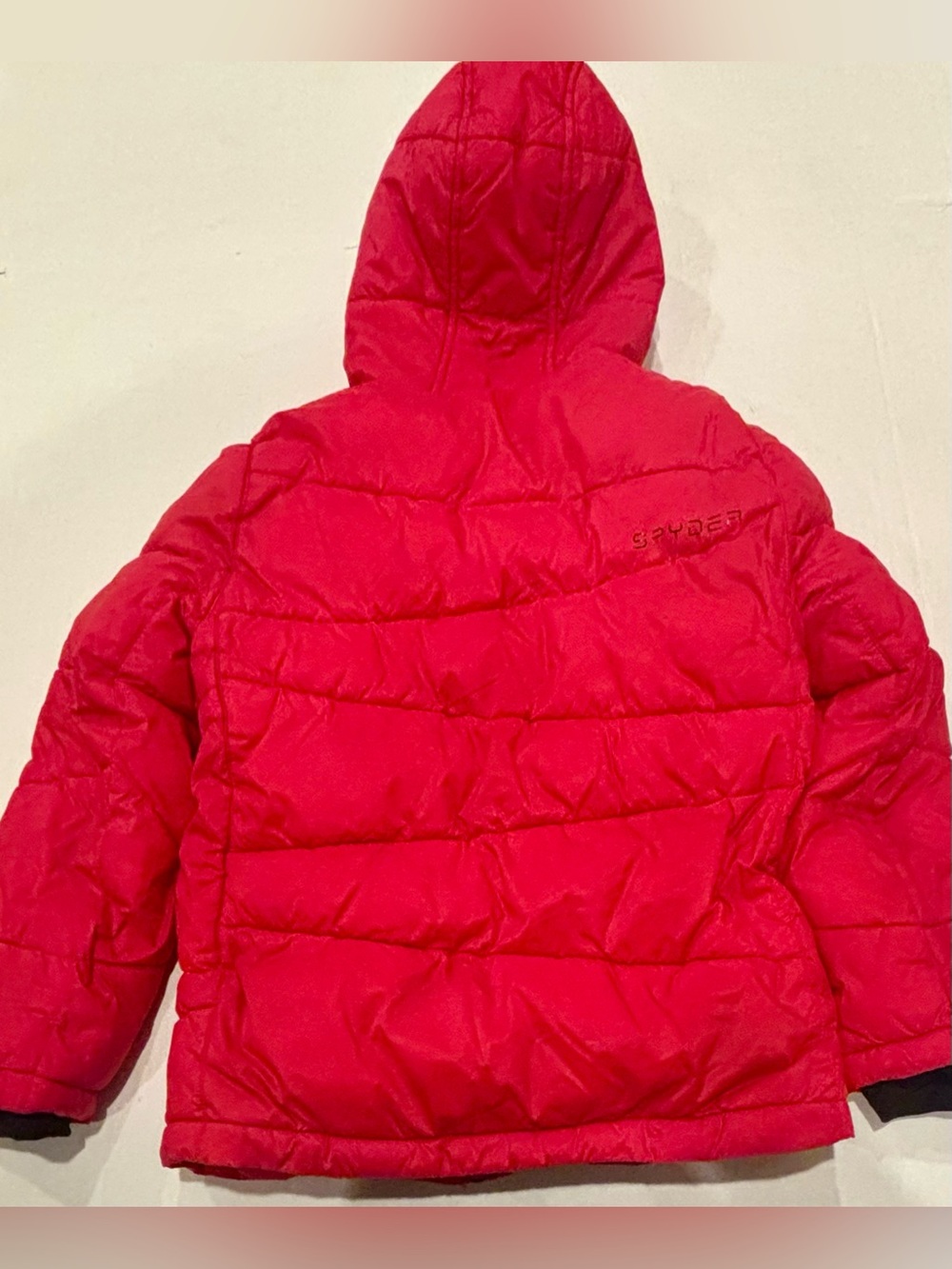 Spyder Kids Red Hooded Puffer Jacket - Picture 5 of 5